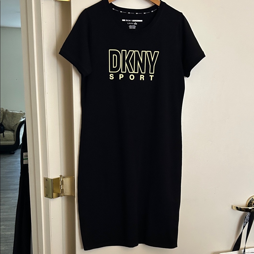 DKNY Sport Black Tee with Yellow Logo